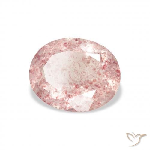 2.96 ct Pink Strawberry Quartz Stone, Natural Strawberry Quartz in Oval Facet Shape for Sale