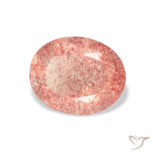 3.34 ct Pink Strawberry Quartz Stone, Natural Strawberry Quartz in Oval Facet Shape for Sale