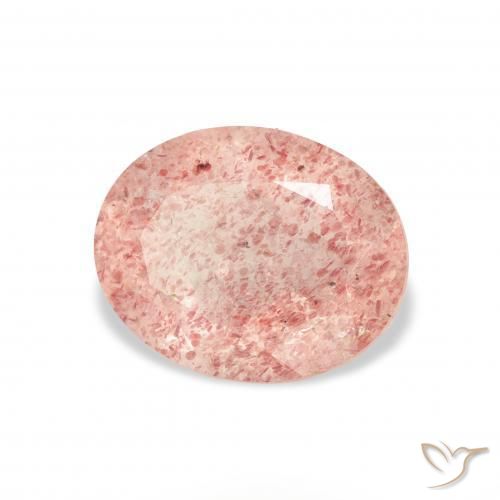 3.28 ct Pink Strawberry Quartz Stone, Natural Strawberry Quartz in Oval Facet Shape for Sale