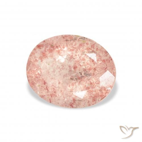 3.36 ct Pink Strawberry Quartz Stone, Natural Strawberry Quartz in Oval Facet Shape for Sale