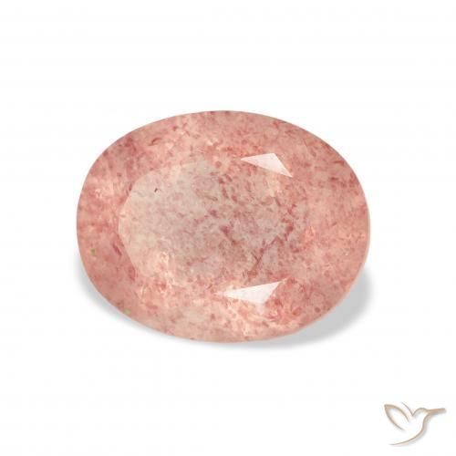 3.41 ct Pink Strawberry Quartz Stone, Natural Strawberry Quartz in Oval Facet Shape for Sale