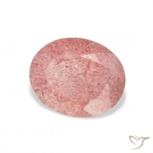 3.35 ct Pink Strawberry Quartz Stone, Natural Strawberry Quartz in Oval Facet Shape for Sale