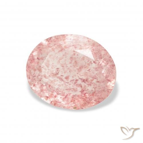 2.98 ct Pink Strawberry Quartz Stone, Natural Strawberry Quartz in Oval Facet Shape for Sale