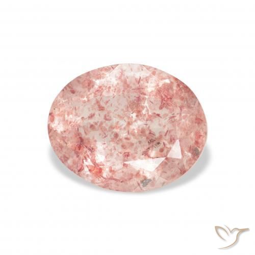 3.02 ct Pink Strawberry Quartz Stone, Natural Strawberry Quartz in Oval Facet Shape for Sale