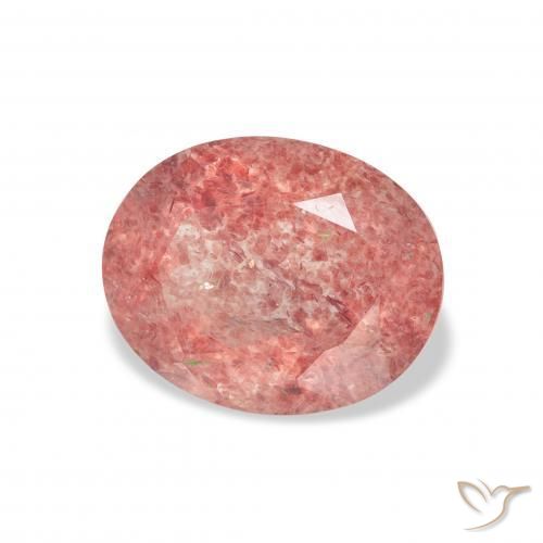 3.48 ct Pink Strawberry Quartz Stone, Natural Strawberry Quartz in Oval Facet Shape for Sale