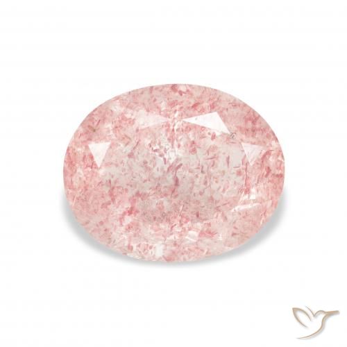 3.51 ct Pink Strawberry Quartz Gemstone, Strawberry Quartz Gem in Oval Facet Shape for Sale.