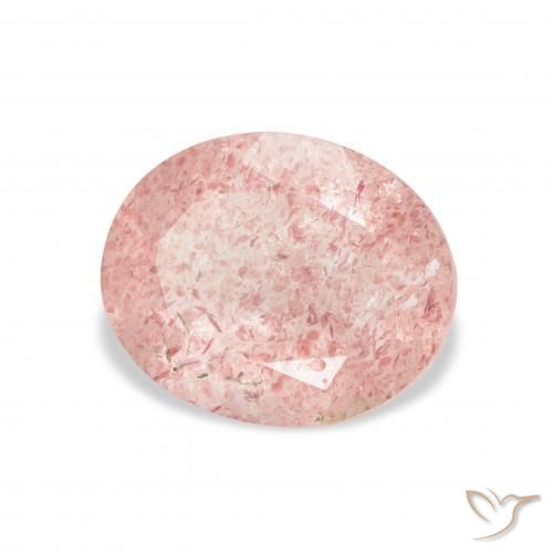 3.41 ct Pink Strawberry Quartz Stone, Natural Strawberry Quartz in Oval Facet Shape for Sale