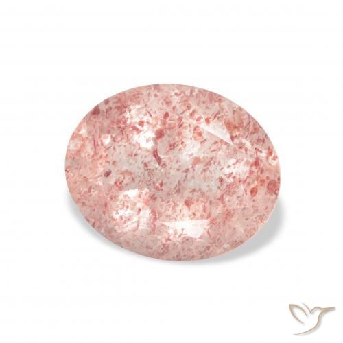 3.30 ct Pink Strawberry Quartz Stone, Natural Strawberry Quartz in Oval Facet Shape for Sale