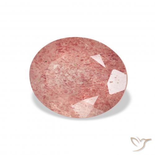 3.33 ct Pink Strawberry Quartz Stone, Natural Strawberry Quartz in Oval Facet Shape for Sale