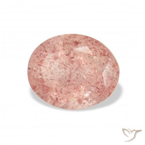 3.54 ct Pink Strawberry Quartz Stone, Natural Strawberry Quartz in Oval Facet Shape for Sale