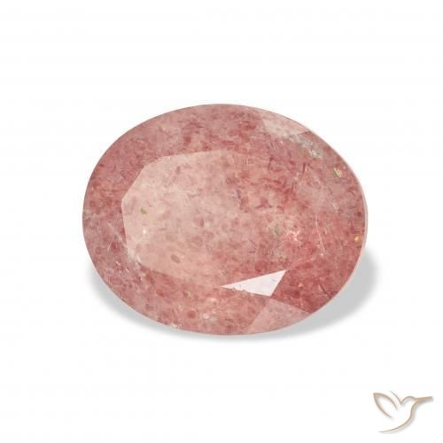 3.48 ct Pink Strawberry Quartz Stone, Natural Strawberry Quartz in Oval Facet Shape for Sale