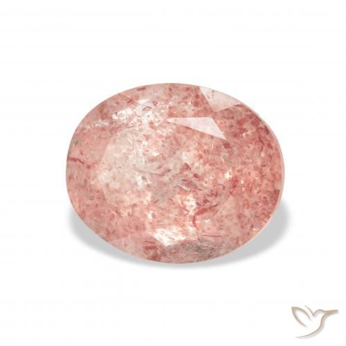 3.74 ct Pink Strawberry Quartz Stone, Natural Strawberry Quartz in Oval Facet Shape for Sale