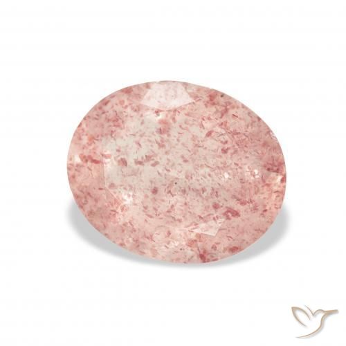 3.19 ct Pink Strawberry Quartz Stone, Natural Strawberry Quartz in Oval Facet Shape for Sale