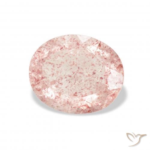 3.34 ct Pink Strawberry Quartz Stone, Natural Strawberry Quartz in Oval Facet Shape for Sale