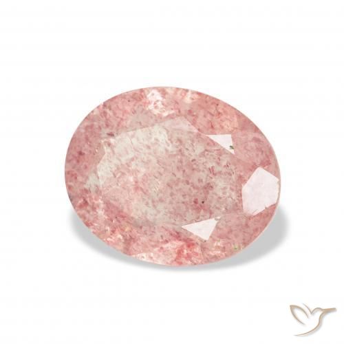 2.48 ct Pink Strawberry Quartz Stone, Natural Strawberry Quartz in Oval Facet Shape for Sale