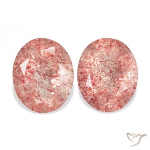 6.41ctw Natural Medium Pink Strawberry Quartz, Oval, Transparent