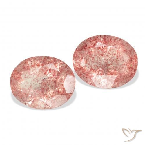 6.41 ctw Pink Strawberry Quartz Stones, Natural Strawberry Quartz in Oval Facet Shape for Sale