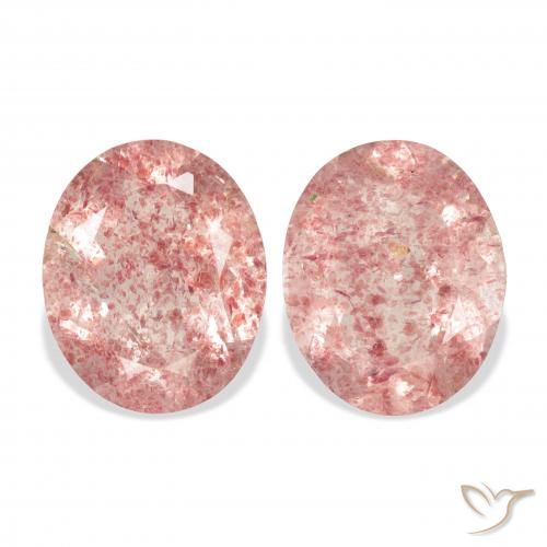 5.91ctw Natural Deep Pink Strawberry Quartz, Oval, Transparent