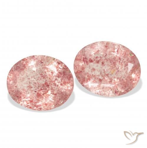 5.91 ctw Pink Strawberry Quartz Stones, Natural Strawberry Quartz in Oval Facet Shape for Sale