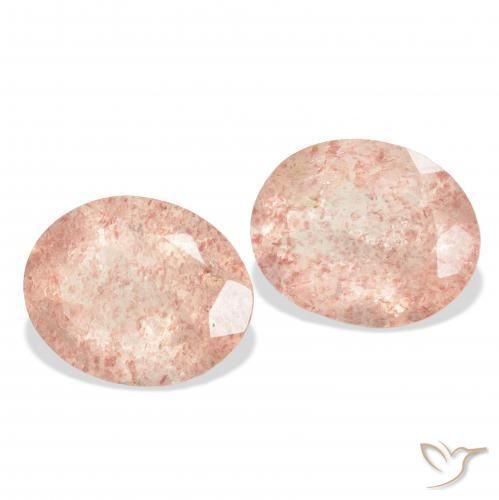6.64 ctw Pink Strawberry Quartz Stones, Natural Strawberry Quartz in Oval Facet Shape for Sale