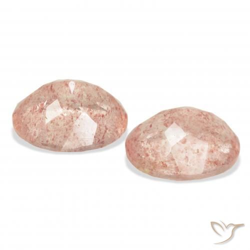 Strawberry Quartz Gemstones in 11 x 9 mm (calibrated) Size for Sale, Strawberry Quartz Stones in Peach Rose Color
