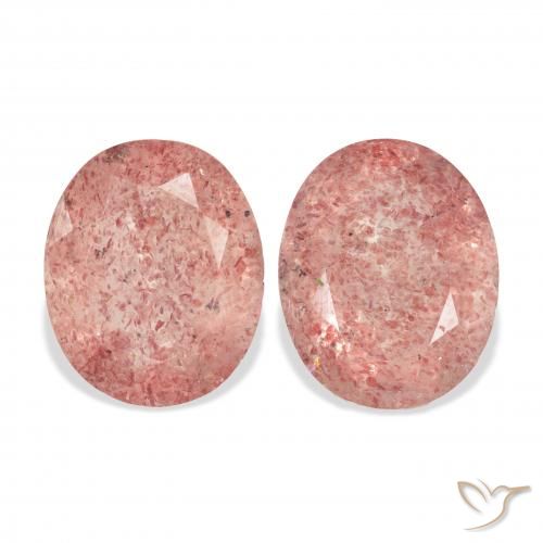 6.43ctw Natural Orange Pink Strawberry Quartz, Oval, Transparent