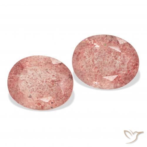 6.43 ctw Pink Strawberry Quartz Stones, Natural Strawberry Quartz in Oval Facet Shape for Sale