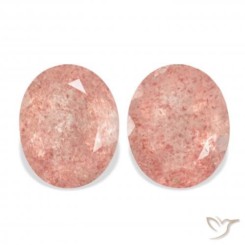 7.46ctw Natural Deep Orange Pink Strawberry Quartz, Oval, Transparent
