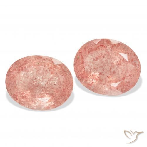 7.46 ctw Pink Strawberry Quartz Stones, Natural Strawberry Quartz in Oval Facet Shape for Sale
