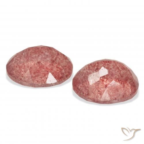 Strawberry Quartz Gemstones in 11 x 9 mm (calibrated) Size for Sale, Strawberry Quartz Stones in Medium Pink Color