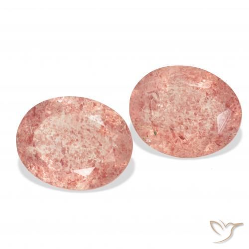 5.88 ctw Pink Strawberry Quartz Stones, Natural Strawberry Quartz in Oval Facet Shape for Sale
