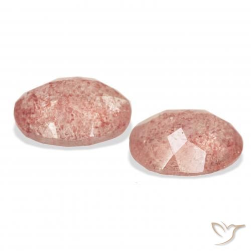 Strawberry Quartz Gemstones in 11 x 9 mm (calibrated) Size for Sale, Strawberry Quartz Stones in Grapefruit Pink Color