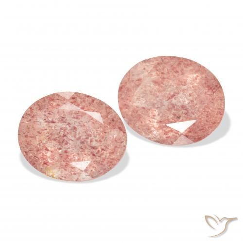 6.45 ctw Pink Strawberry Quartz Stones, Natural Strawberry Quartz in Oval Facet Shape for Sale