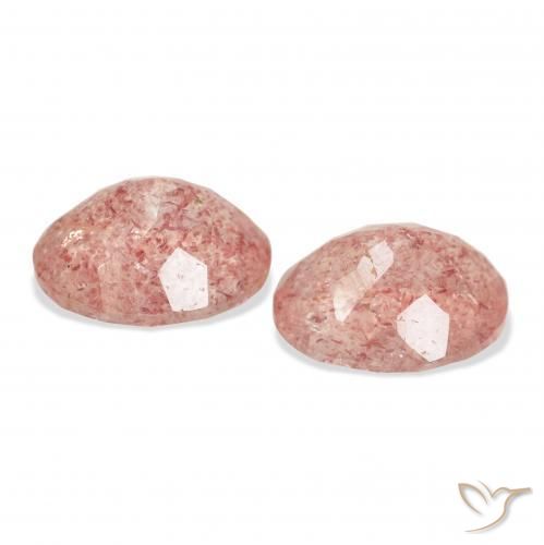 Strawberry Quartz Gemstones in 11 x 9 mm (calibrated) Size for Sale, Strawberry Quartz Stones in Medium Pink Color