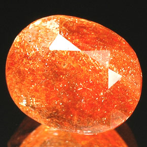 1.81 ct Orange Sunstone Gemstone, Sunstone Gem in Oval Facet Shape for Sale.