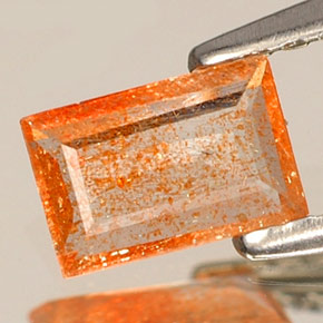 0.30 ct Orange Sunstone Gemstone, Sunstone Gem in Baguette Facet Shape for Sale.