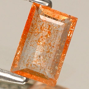 0.30 ct Orange Sunstone Stone, Natural Sunstone in Baguette Facet Shape for Sale