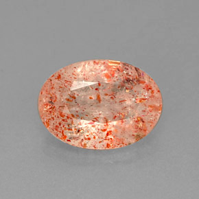 1.61 ct Orange Sunstone Gemstone, Sunstone Gem in Oval Facet Shape for Sale.