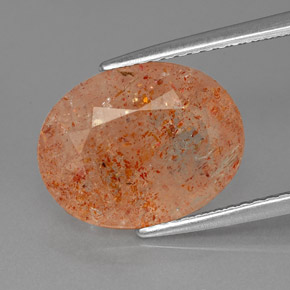 4.70 ct Orange Sunstone Gemstone, Sunstone Gem in Oval Facet Shape for Sale.