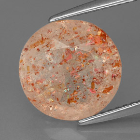 3.46 ct Orange Sunstone Gemstone, Sunstone Gem in Round Facet Shape for Sale.