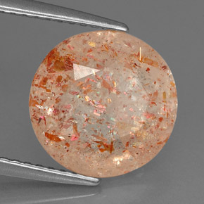 3.46 ct Orange Sunstone Stone, Natural Sunstone in Round Facet Shape for Sale