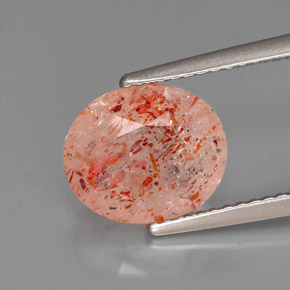 2.66 ct Orange Sunstone Gemstone, Sunstone Gem in Oval Facet Shape for Sale.
