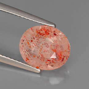 2.66 ct Orange Sunstone Stone, Natural Sunstone in Oval Facet Shape for Sale