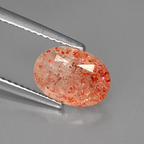 1.75 ct Orange Sunstone Gemstone, Sunstone Gem in Oval Facet Shape for Sale.