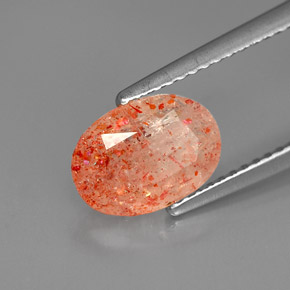 1.75 ct Orange Sunstone Stone, Natural Sunstone in Oval Facet Shape for Sale