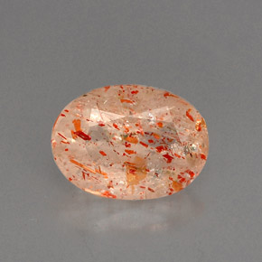 1.31 ct Orange Sunstone Gemstone, Sunstone Gem in Oval Facet Shape for Sale.