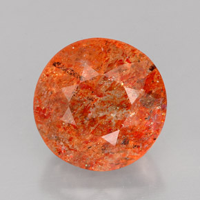 5.76 ct Orange Sunstone Gemstone, Sunstone Gem in Round Facet Shape for Sale.