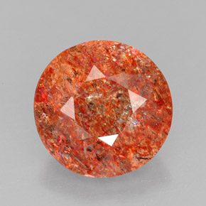 3.69 ct Orange Sunstone Gemstone, Sunstone Gem in Round Facet Shape for Sale.