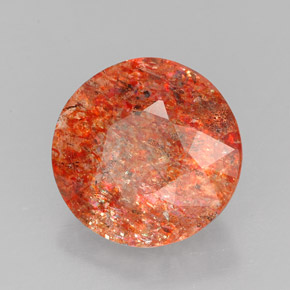 3.69 ct Orange Sunstone Stone, Natural Sunstone in Round Facet Shape for Sale