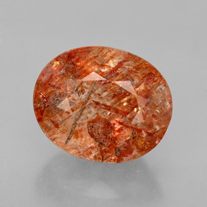 3.69 ct Orange Sunstone Gemstone, Sunstone Gem in Oval Facet Shape for Sale.